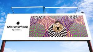 A billboard of someone's submission to Apple's #ShotOniPhone user generated content campaign